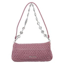 Miu Miu Matelasse Chain Shoulder Bag Leather 2way Pink Silver Auth 206370A-2