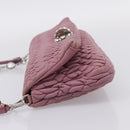 Miu Miu Matelasse Chain Shoulder Bag Leather 2way Pink Silver Auth 206370A-3
