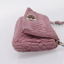 Miu Miu Matelasse Chain Shoulder Bag Leather 2way Pink Silver Auth 206370A-4