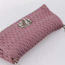 Miu Miu Matelasse Chain Shoulder Bag Leather 2way Pink Silver Auth 206370A-6