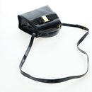 Salvatore Ferragamo Vala Hand Bag Patent leather 2way Black Gold Auth 206373-10
