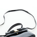 Salvatore Ferragamo Vala Hand Bag Patent leather 2way Black Gold Auth 206373-15