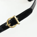 Salvatore Ferragamo Vala Hand Bag Patent leather 2way Black Gold Auth 206373-16