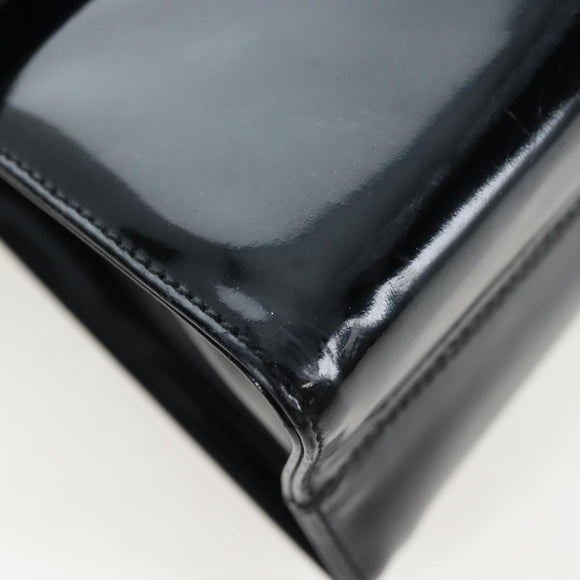 Salvatore Ferragamo Vala Hand Bag Patent leather 2way Black Gold Auth 206373