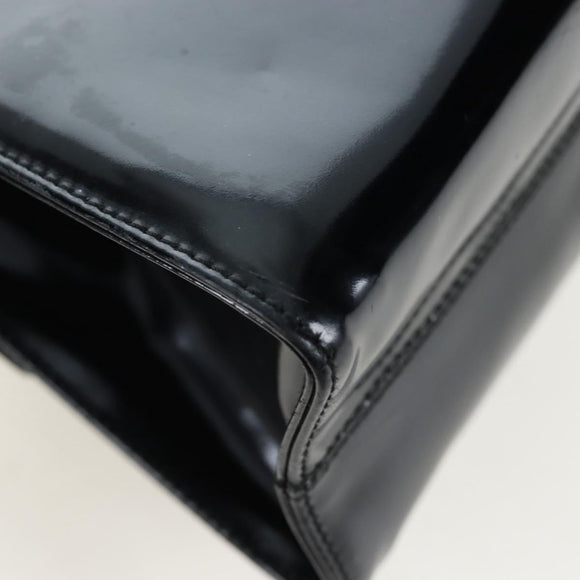 Salvatore Ferragamo Vala Hand Bag Patent leather 2way Black Gold Auth 206373