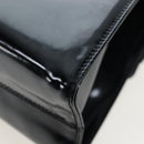Salvatore Ferragamo Vala Hand Bag Patent leather 2way Black Gold Auth 206373-21