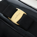 Salvatore Ferragamo Vala Hand Bag Patent leather 2way Black Gold Auth 206373-22