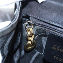 Salvatore Ferragamo Vala Hand Bag Patent leather 2way Black Gold Auth 206373-28