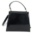 Salvatore Ferragamo Vala Hand Bag Patent leather 2way Black Gold Auth 206373-2