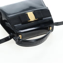 Salvatore Ferragamo Vala Hand Bag Patent leather 2way Black Gold Auth 206373-7