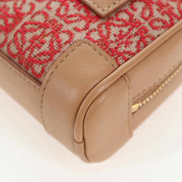 LOEWE Amazona Nano Shoulder Pouch Canvas 2way Beige Gold Auth 206378M