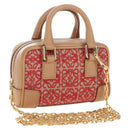 LOEWE Amazona Nano Shoulder Pouch Canvas 2way Beige Gold Auth 206378M-1