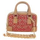 LOEWE Amazona Nano Shoulder Pouch Canvas 2way Beige Gold Auth 206378M-13