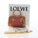 LOEWE Amazona Nano Shoulder Pouch Canvas 2way Beige Gold Auth 206378M-12