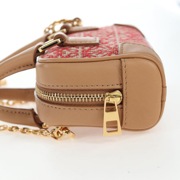 LOEWE Amazona Nano Shoulder Pouch Canvas 2way Beige Gold Auth 206378M