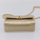 CHANEL Matelasse Chain Shoulder Bag Lamb Skin 2way Gold CC Auth 206384SAM-5