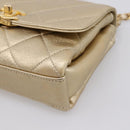 CHANEL Matelasse Chain Shoulder Bag Lamb Skin 2way Gold CC Auth 206384SAM-17