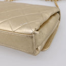 CHANEL Matelasse Chain Shoulder Bag Lamb Skin 2way Gold CC Auth 206384SAM-19