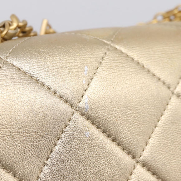 CHANEL Matelasse Chain Shoulder Bag Lamb Skin 2way Gold CC Auth 206384SAM