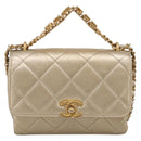 CHANEL Matelasse Chain Shoulder Bag Lamb Skin 2way Gold CC Auth 206384SAM-13