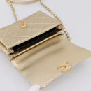 CHANEL Matelasse Chain Shoulder Bag Lamb Skin 2way Gold CC Auth 206384SAM-22