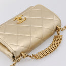 CHANEL Matelasse Chain Shoulder Bag Lamb Skin 2way Gold CC Auth 206384SAM-6