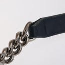 CHANEL Chain Matelasse Boy Chanel Shoulder Bag Canvas Navy Silver Auth 206385A-10