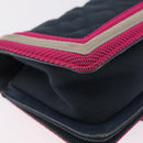 CHANEL Chain Matelasse Boy Chanel Shoulder Bag Canvas Navy Silver Auth 206385A-20