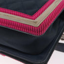 CHANEL Chain Matelasse Boy Chanel Shoulder Bag Canvas Navy Silver Auth 206385A-21