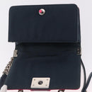 CHANEL Chain Matelasse Boy Chanel Shoulder Bag Canvas Navy Silver Auth 206385A-23