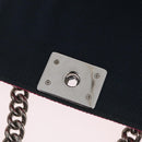 CHANEL Chain Matelasse Boy Chanel Shoulder Bag Canvas Navy Silver Auth 206385A-24