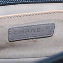 CHANEL Chain Matelasse Boy Chanel Shoulder Bag Canvas Navy Silver Auth 206385A-25