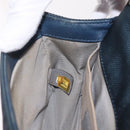CHANEL Chain Matelasse Boy Chanel Shoulder Bag Canvas Navy Silver Auth 206385A-27