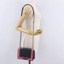 CHANEL Chain Matelasse Boy Chanel Shoulder Bag Canvas Navy Silver Auth 206385A-29
