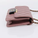 CHANEL Matelasse Chain Shoulder Bag Lamb Skin Purple Gray CC Auth 206386V-5