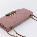 CHANEL Matelasse Chain Shoulder Bag Lamb Skin Purple Gray CC Auth 206386V-6