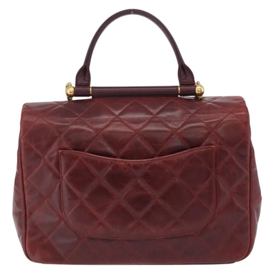 CHANEL Matelasse Chain Shoulder Bag Leather Bordeaux Gold CC Auth 206387A - 0
