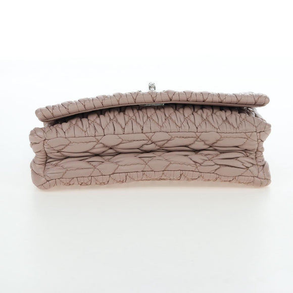Miu Miu Matelasse Chain Shoulder Bag Leather 2way Pink Silver Auth 206389M