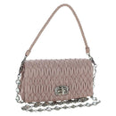 Miu Miu Matelasse Chain Shoulder Bag Leather 2way Pink Silver Auth 206389M-1