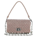 Miu Miu Matelasse Chain Shoulder Bag Leather 2way Pink Silver Auth 206389M-13