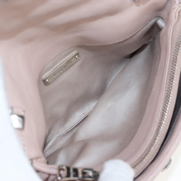 Miu Miu Matelasse Chain Shoulder Bag Leather 2way Pink Silver Auth 206389M
