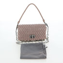 Miu Miu Matelasse Chain Shoulder Bag Leather 2way Pink Silver Auth 206389M-12