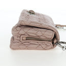 Miu Miu Matelasse Chain Shoulder Bag Leather 2way Pink Silver Auth 206389M-5