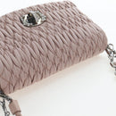 Miu Miu Matelasse Chain Shoulder Bag Leather 2way Pink Silver Auth 206389M-7
