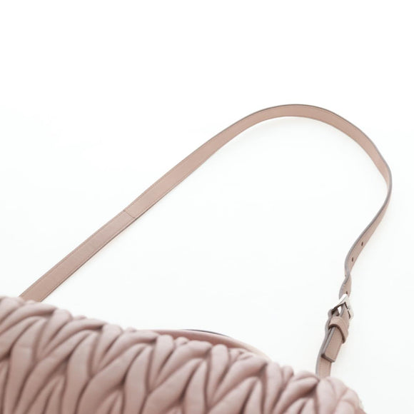 Miu Miu Matelasse Hand Bag Leather 2way Pink Silver Auth 206390M