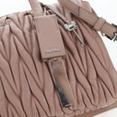 Miu Miu Matelasse Hand Bag Leather 2way Pink Silver Auth 206390M-23