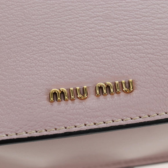 Miu Miu Shoulder Bag Leather Pink Gold Auth 206391M