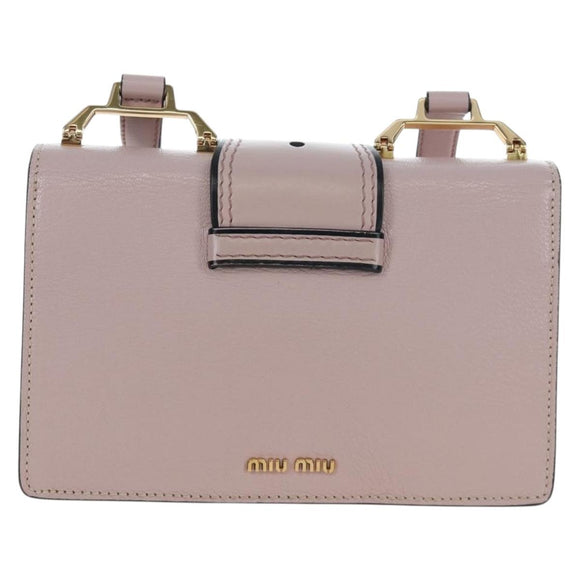 Miu Miu Shoulder Bag Leather Pink Gold Auth 206391M