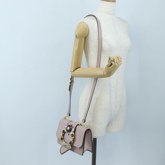 Miu Miu Shoulder Bag Leather Pink Gold Auth 206391M