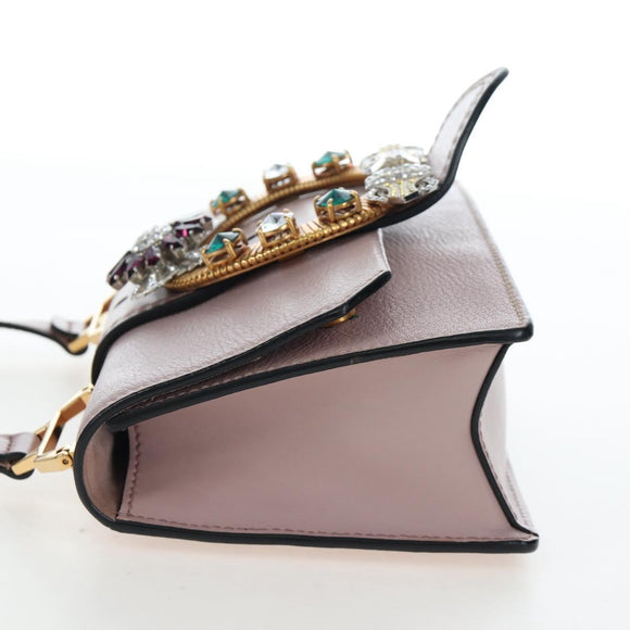 Miu Miu Shoulder Bag Leather Pink Gold Auth 206391M